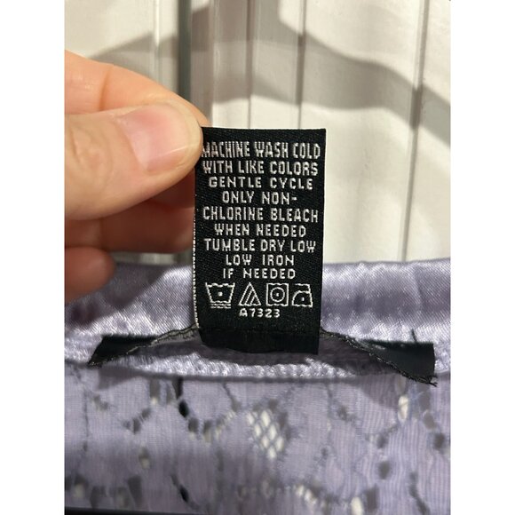 Vintage Dialogue Button Front Cardigan and Tank Set Lavender Sz XL Satin Trim - Picture 12 of 13